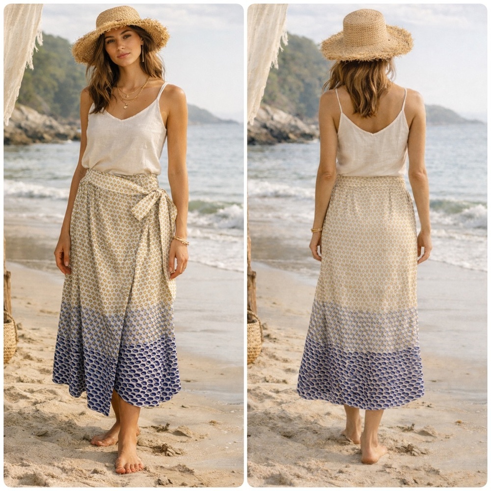 New! Mii Au Paradis Collection Weather Sun and Rain Wrap Skirt ☀️🌧️ Large